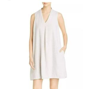 Tommy Bahama White Linen Blend V-Neck Dress